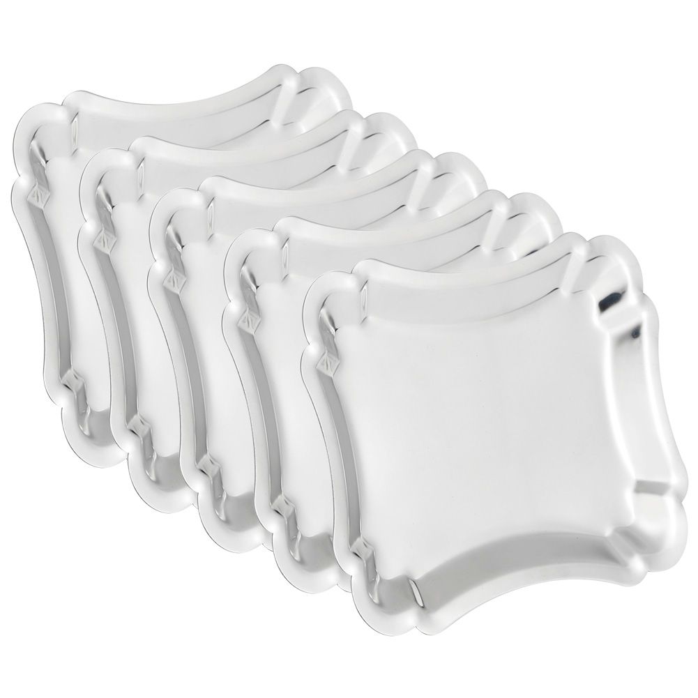 5Pcs Stainless Steel Rectangular Table Snack Dessert Service Plate Towel view 3