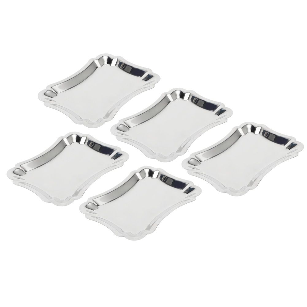 5Pcs Stainless Steel Rectangular Table Snack Dessert Service Plate Towel view 7