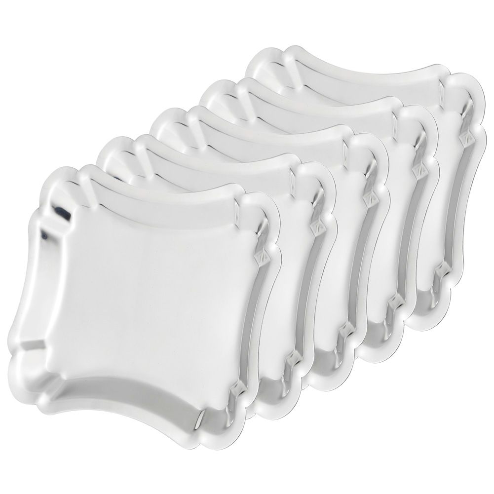 5Pcs Stainless Steel Rectangular Table Snack Dessert Service Plate Towel view 8
