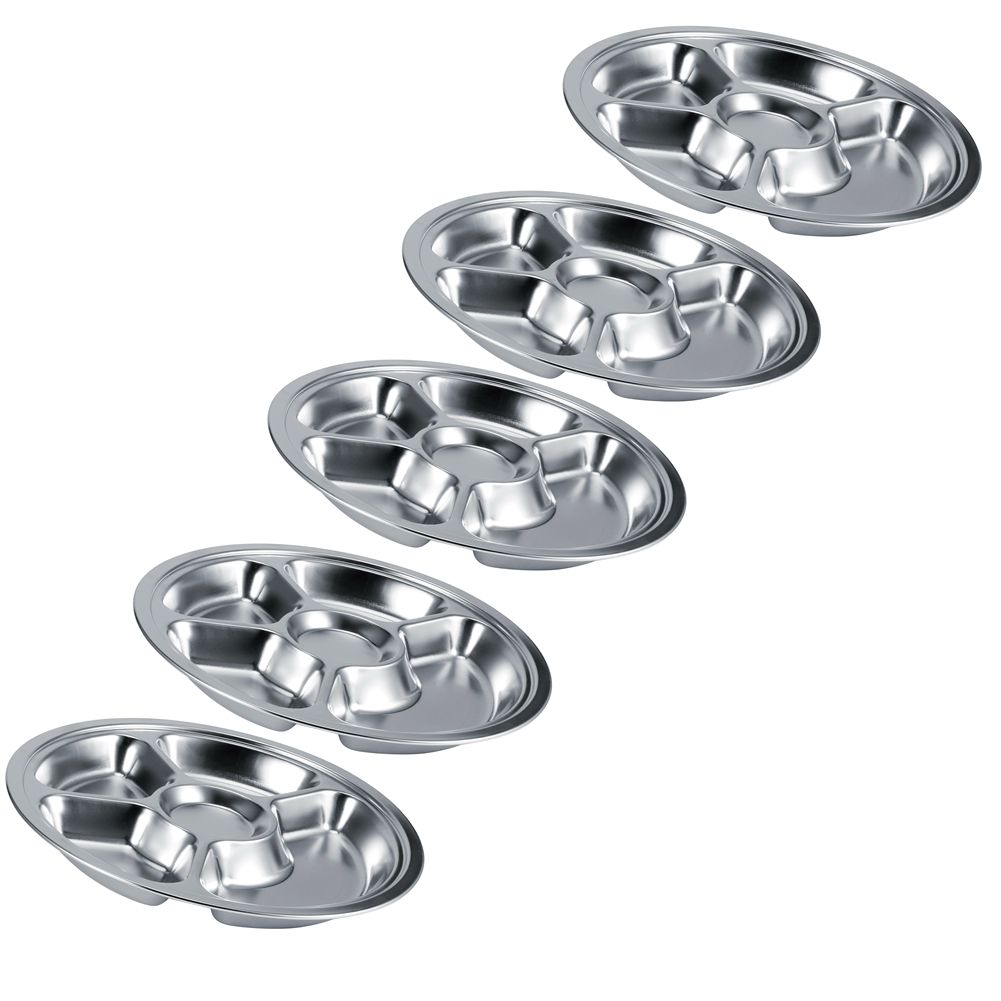 5Pcs Thicken 304 Stainless Steel Round Divided Service Plate Dinner Tray view 5