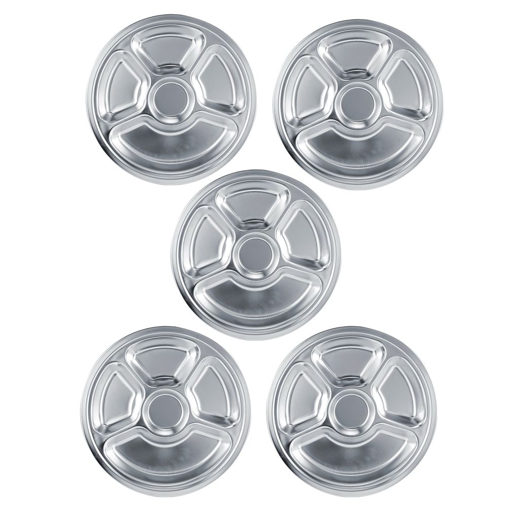 5Pcs Thicken 304 Stainless Steel Round Divided Service Plate Dinner Tray view 7