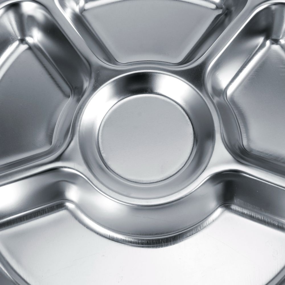 5Pcs Thicken 304 Stainless Steel Round Divided Service Plate Dinner Tray view 11