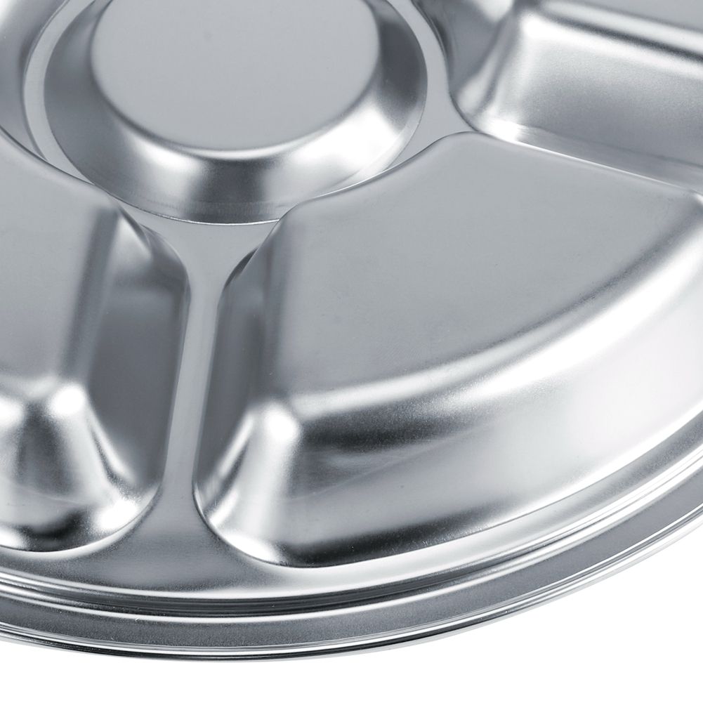 5Pcs Thicken 304 Stainless Steel Round Divided Service Plate Dinner Tray view 12