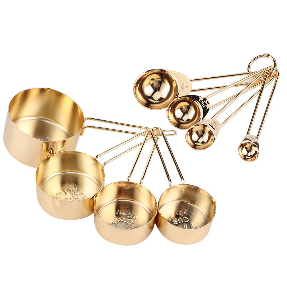 8Pcs Stainless Steel Measuring Cup Spoon Set with Scales Home Kitchen Baking view 5