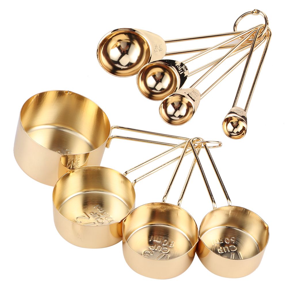 8Pcs Stainless Steel Measuring Cup Spoon Set with Scales Home Kitchen Baking view 6