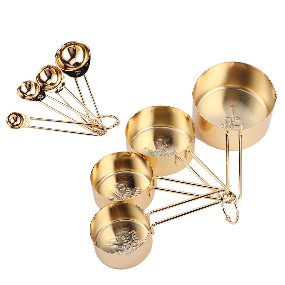 8Pcs Stainless Steel Measuring Cup Spoon Set with Scales Home Kitchen Baking view 7
