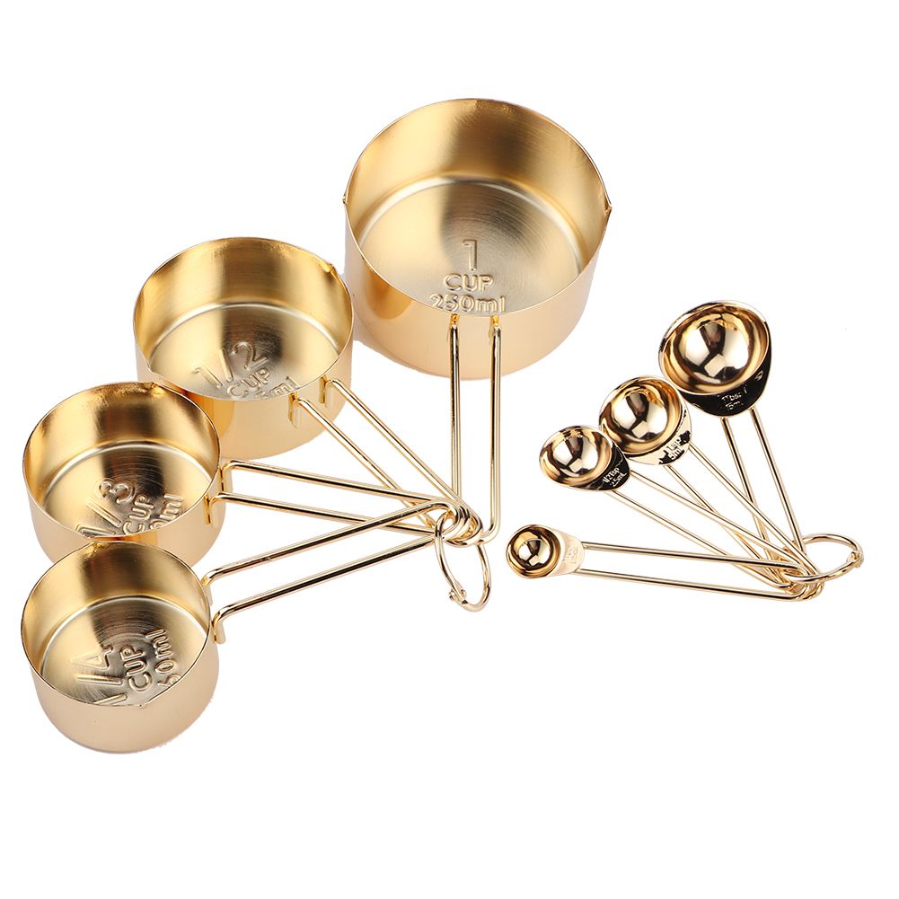 8Pcs Stainless Steel Measuring Cup Spoon Set with Scales Home Kitchen Baking view 8