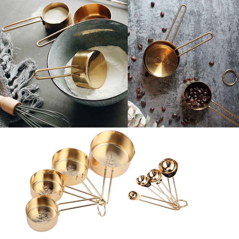 8Pcs Stainless Steel Measuring Cup Spoon Set with Scales Home Kitchen Baking view 9