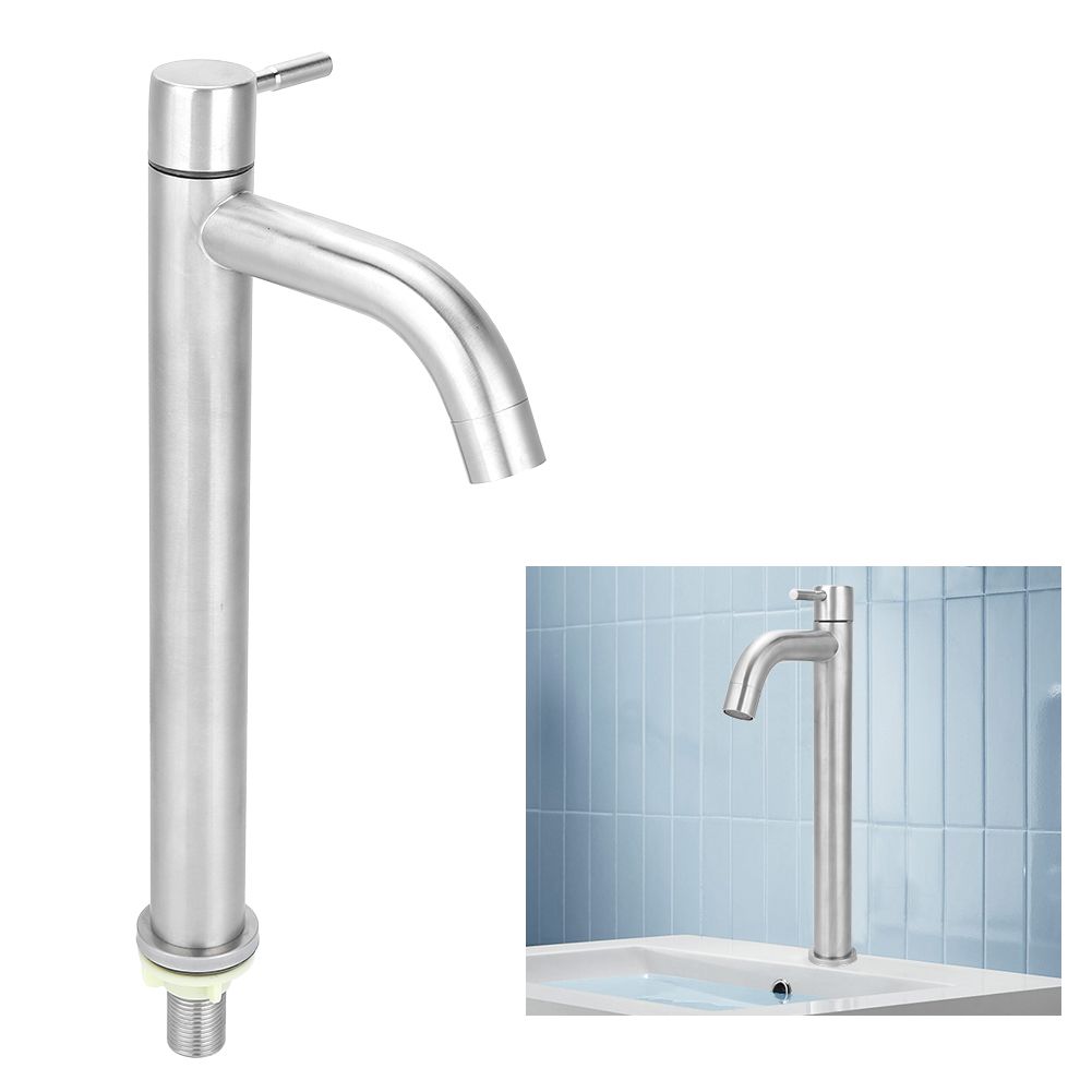 G1/2in Thread Stainless Steel Single Cold Sink Faucet Washbasin Water Tap for view 10