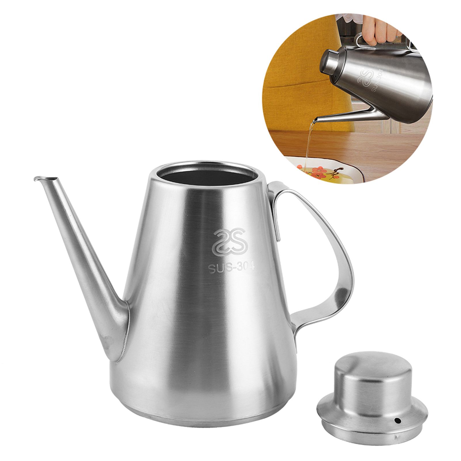 Stainless Steel Household Kitchen Handle Oil Pot Bottle Storage Container with view 10
