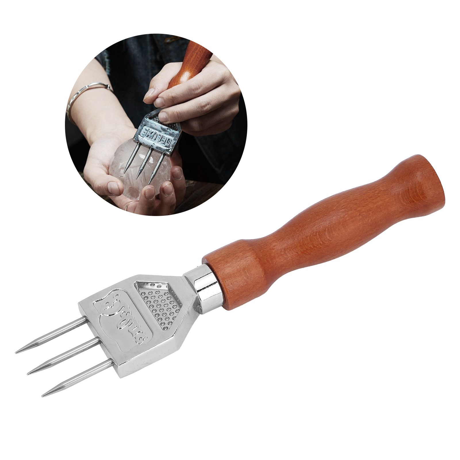 Ice Pick Stainless Steel Ice Pick with Wood Handle Bartender Tool for Bars view 9