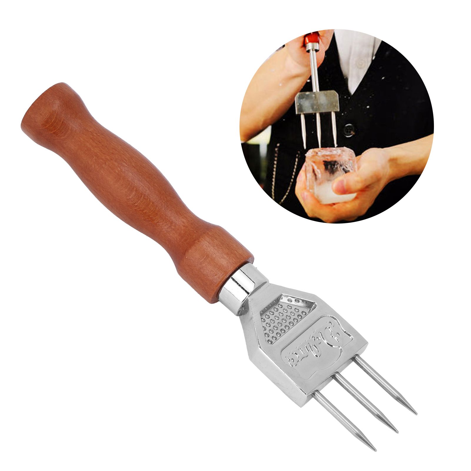 Ice Pick Stainless Steel Ice Pick with Wood Handle Bartender Tool for Bars view 10