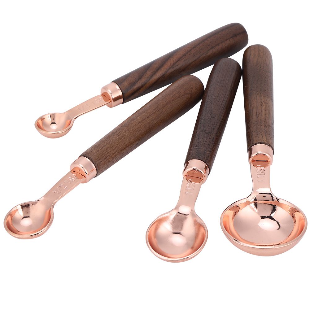 4PCS/Set Rose Gold Stainless Steel Measuring Cups Measuring Spoon for