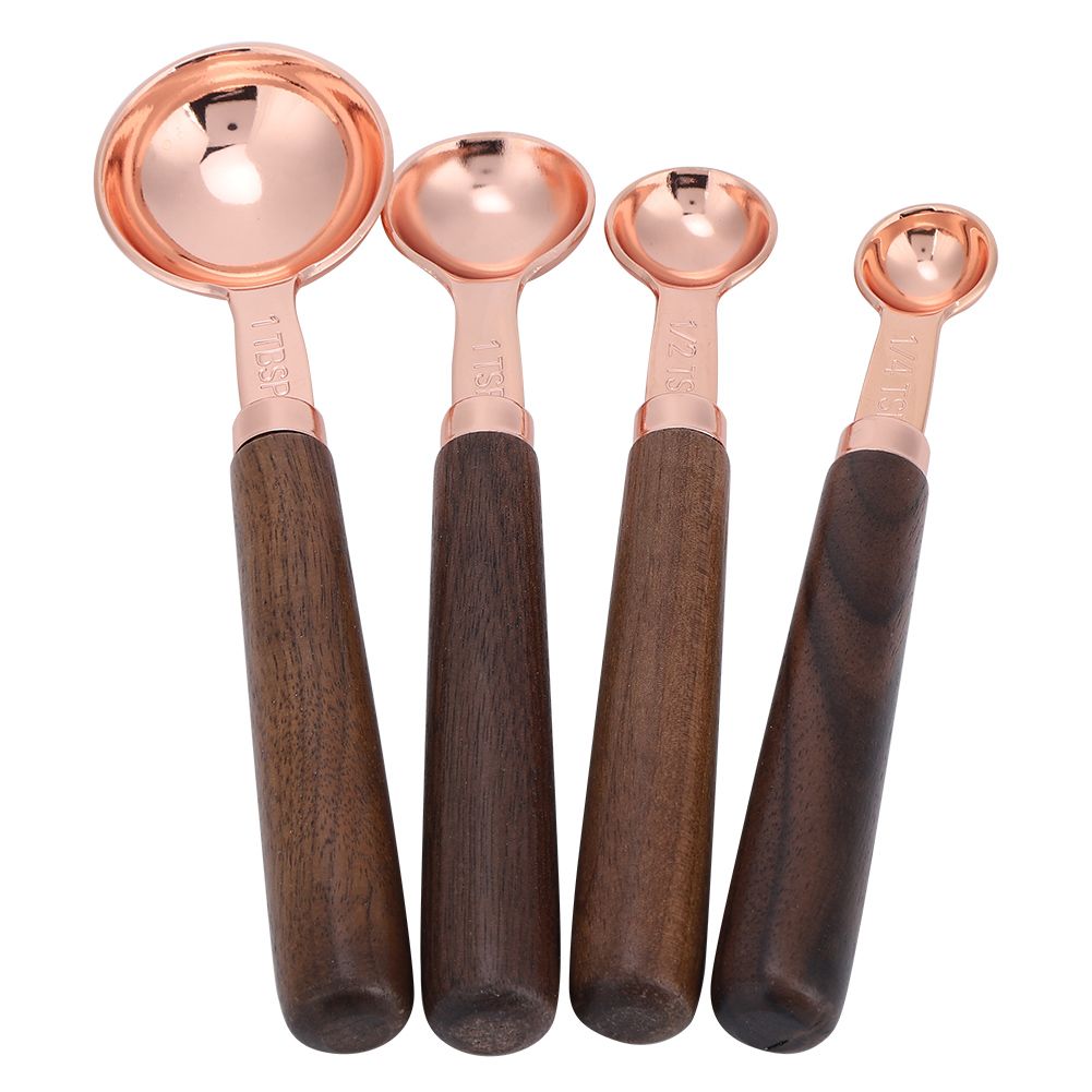 4PCS/Set Rose Gold Stainless Steel Measuring Cups Measuring Spoon for view 2