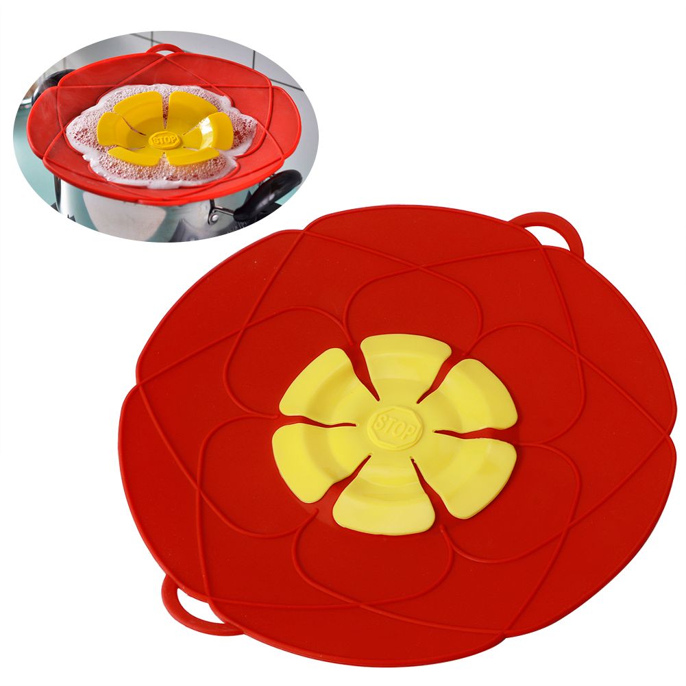 28CM Anti Overflow Dustproof Spill Stopper Silicone Pot Lid Cover Kitchen view 9
