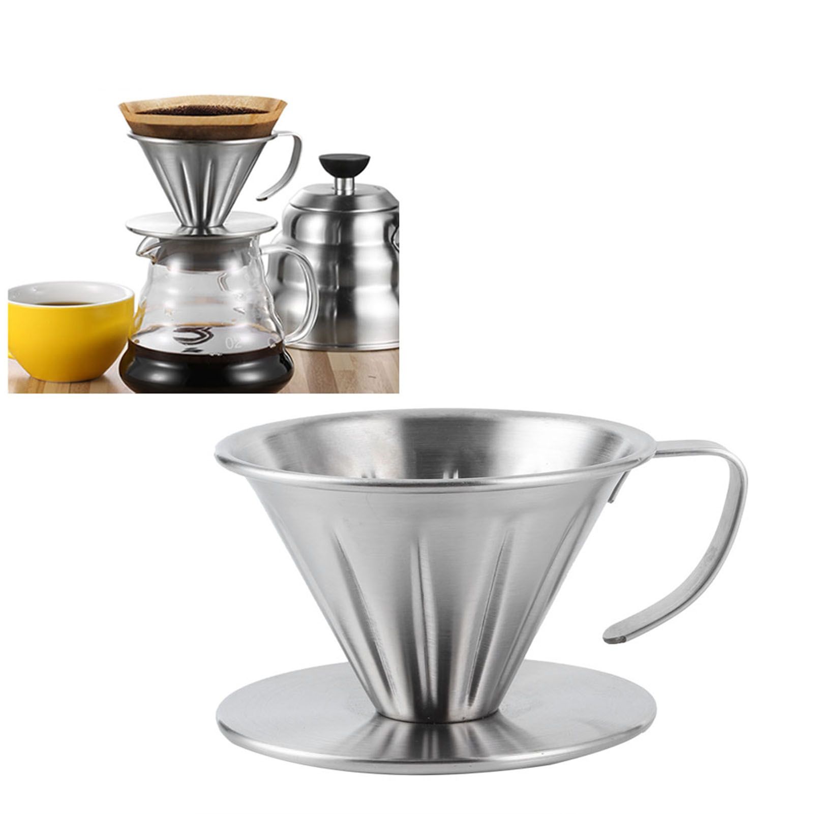 Stainless Steel Pour Over Coffee Dripper Cone Filter Cup Stand Coffee Machine view 9
