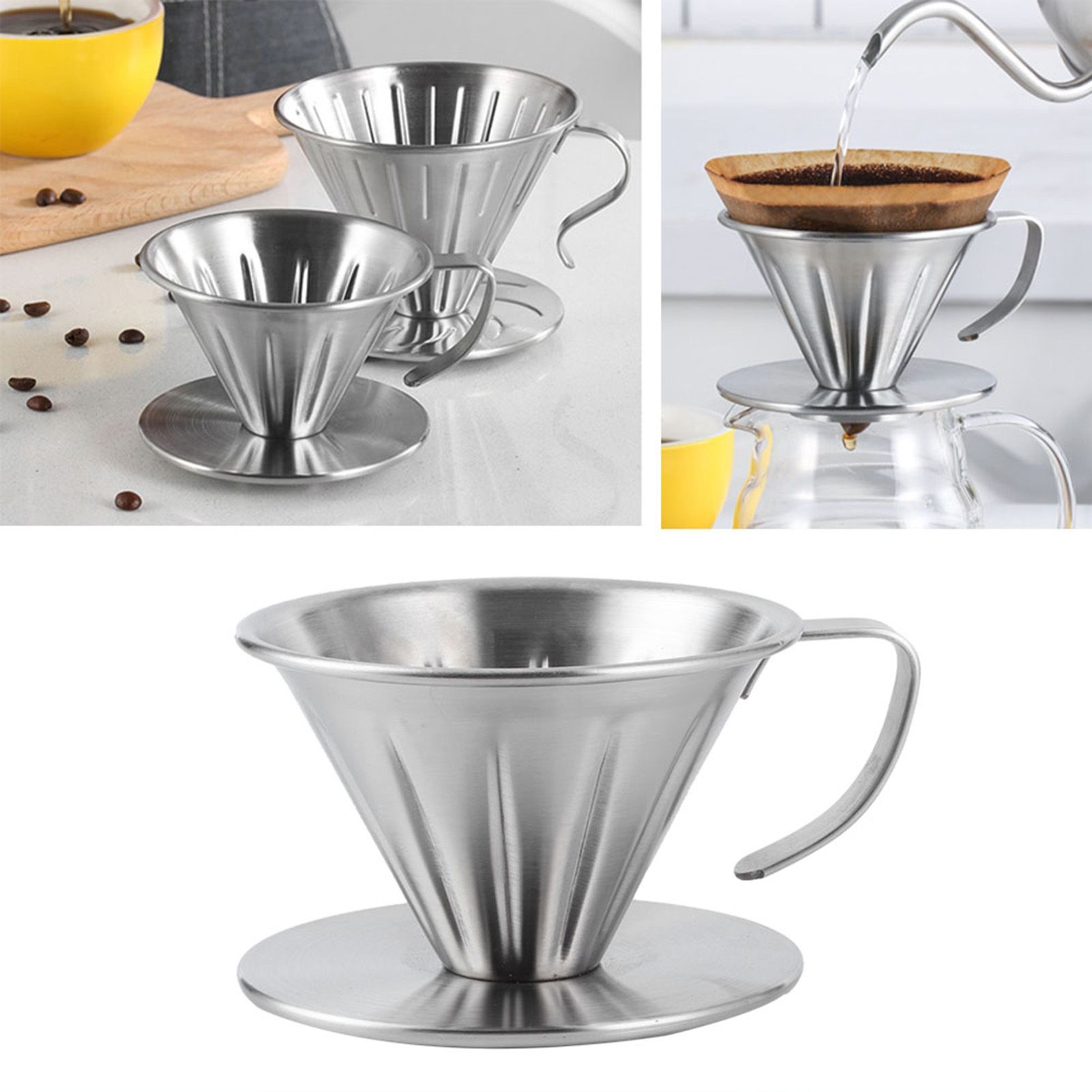 Stainless Steel Pour Over Coffee Dripper Cone Filter Cup Stand Coffee Machine view 10