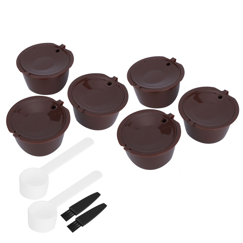2Sets Coffee Capsule Filter Cup Reusable Refillable Pods with Spoon Brush Fit