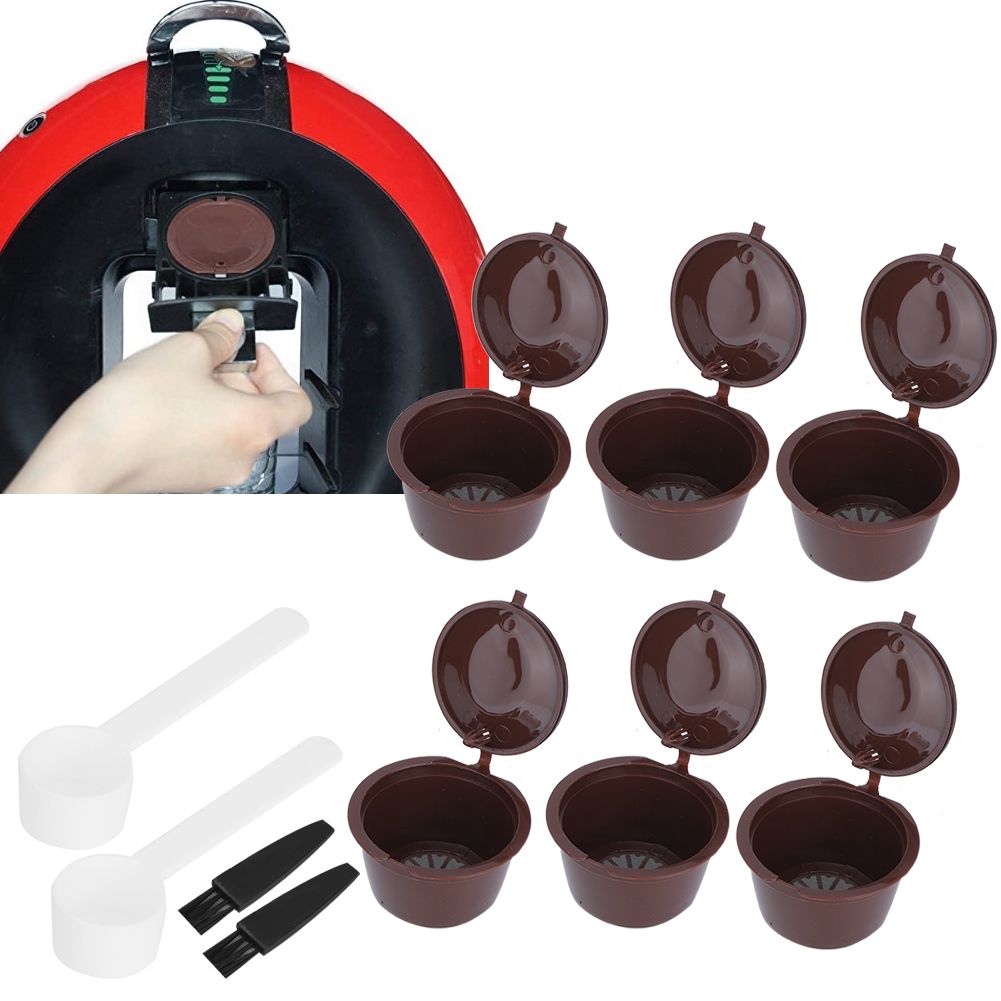 2Sets Coffee Capsule Filter Cup Reusable Refillable Pods with Spoon Brush Fit view 10