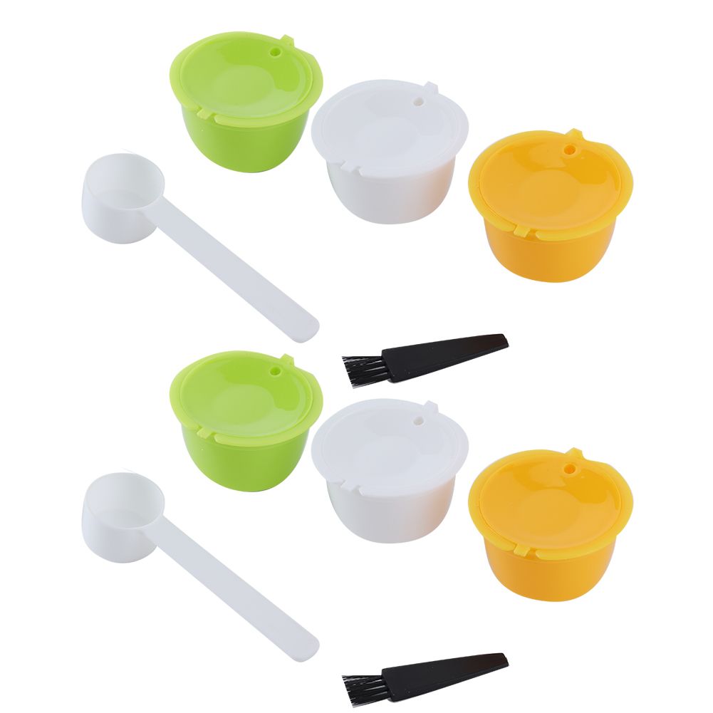 2Set Refillable Coffee Capsule Reusable Coffee Filter Cup with Brush Spoon Set