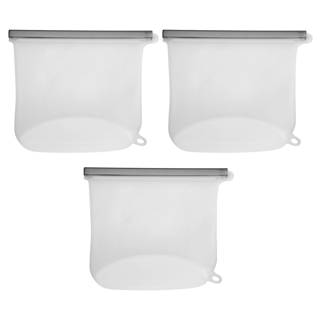 3Pcs 500ml Transparent Silicone SelfSealing Food Storage Bag Freshness Bags view 2