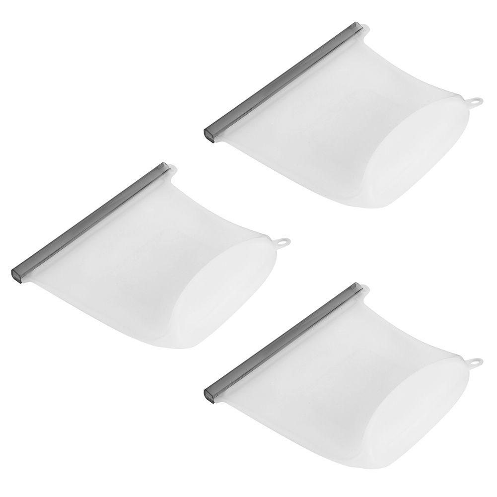 3Pcs 500ml Transparent Silicone SelfSealing Food Storage Bag Freshness Bags view 3