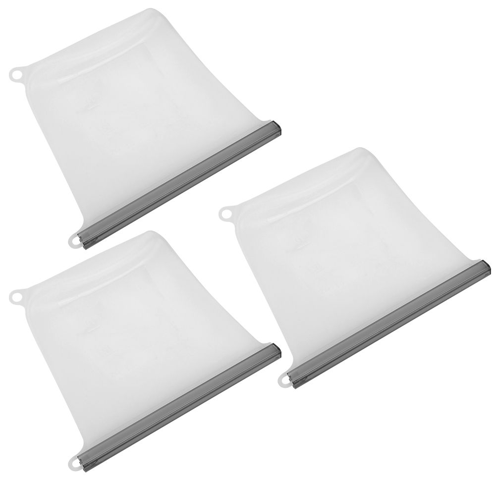 3Pcs 500ml Transparent Silicone SelfSealing Food Storage Bag Freshness Bags view 4