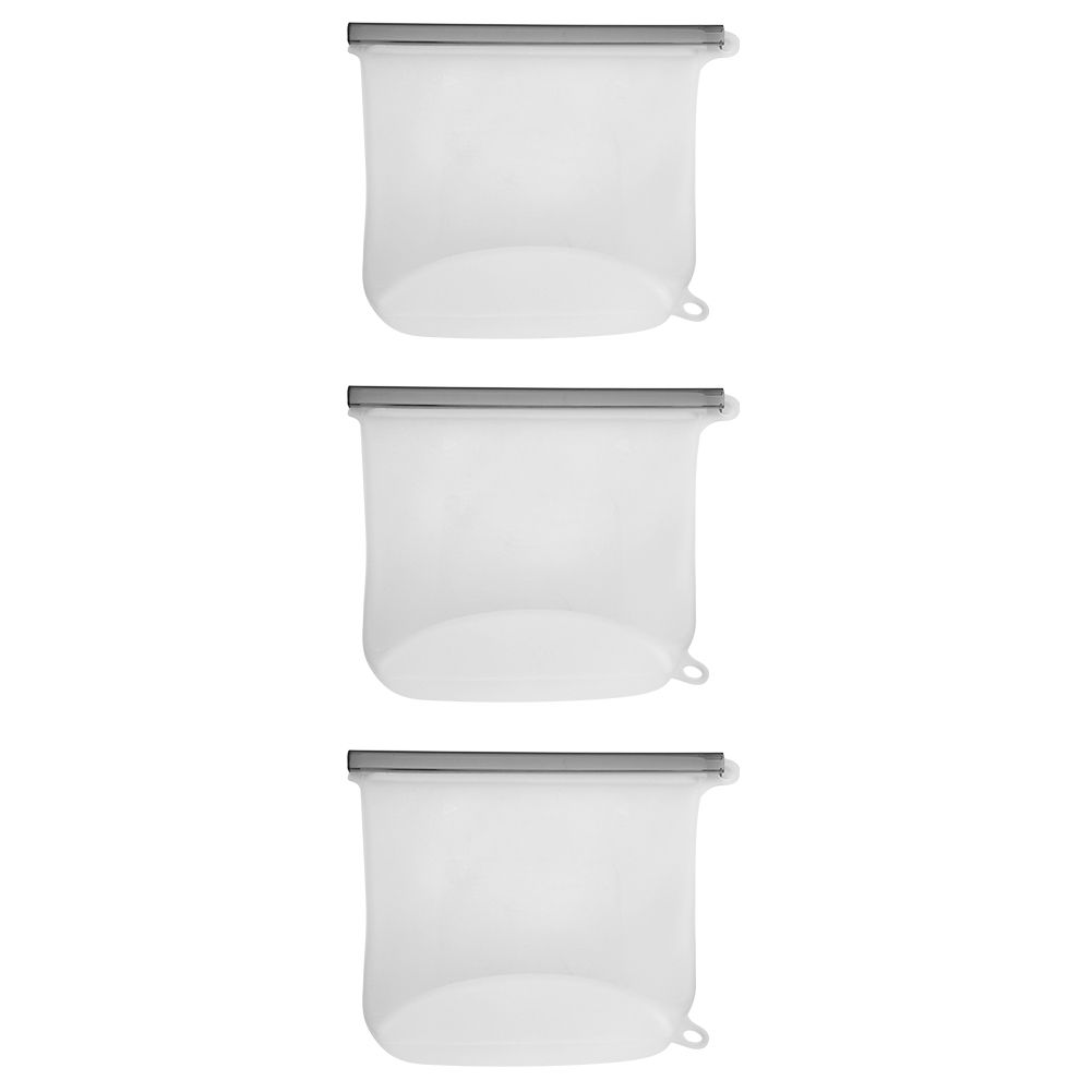 3Pcs 500ml Transparent Silicone SelfSealing Food Storage Bag Freshness Bags view 8