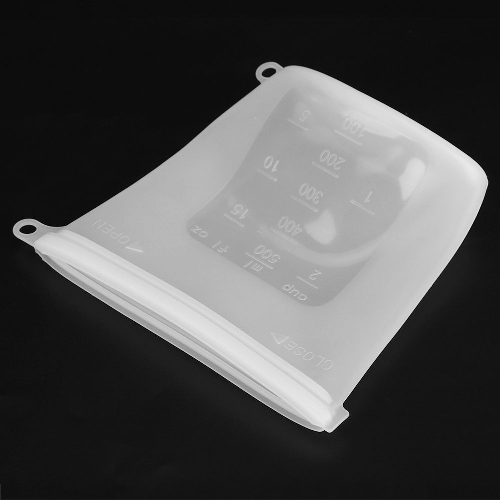 3Pcs 500ml Transparent Silicone SelfSealing Food Storage Bag Freshness Bags view 12