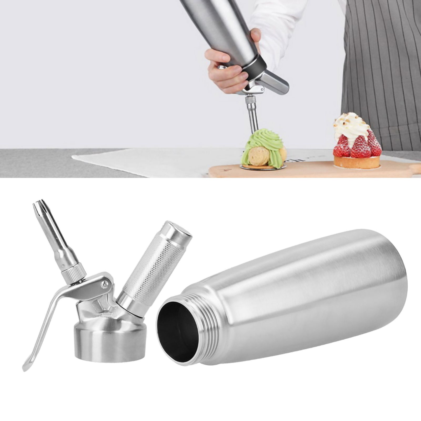 304 Stainless Steel Cream Foamer Whipper Dispenser Coffee Dessert Cake DIY view 9