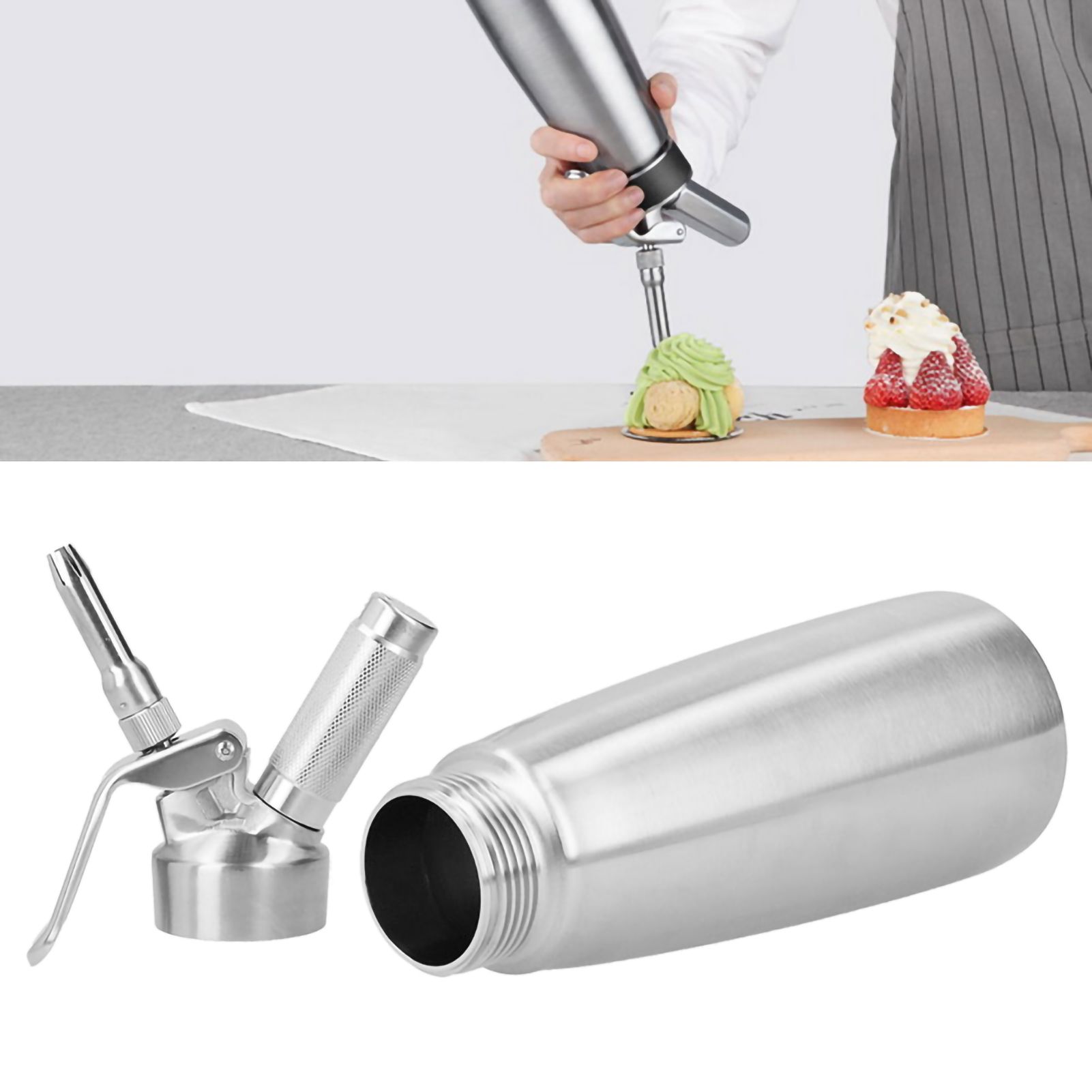 304 Stainless Steel Cream Foamer Whipper Dispenser Coffee Dessert Cake DIY view 10