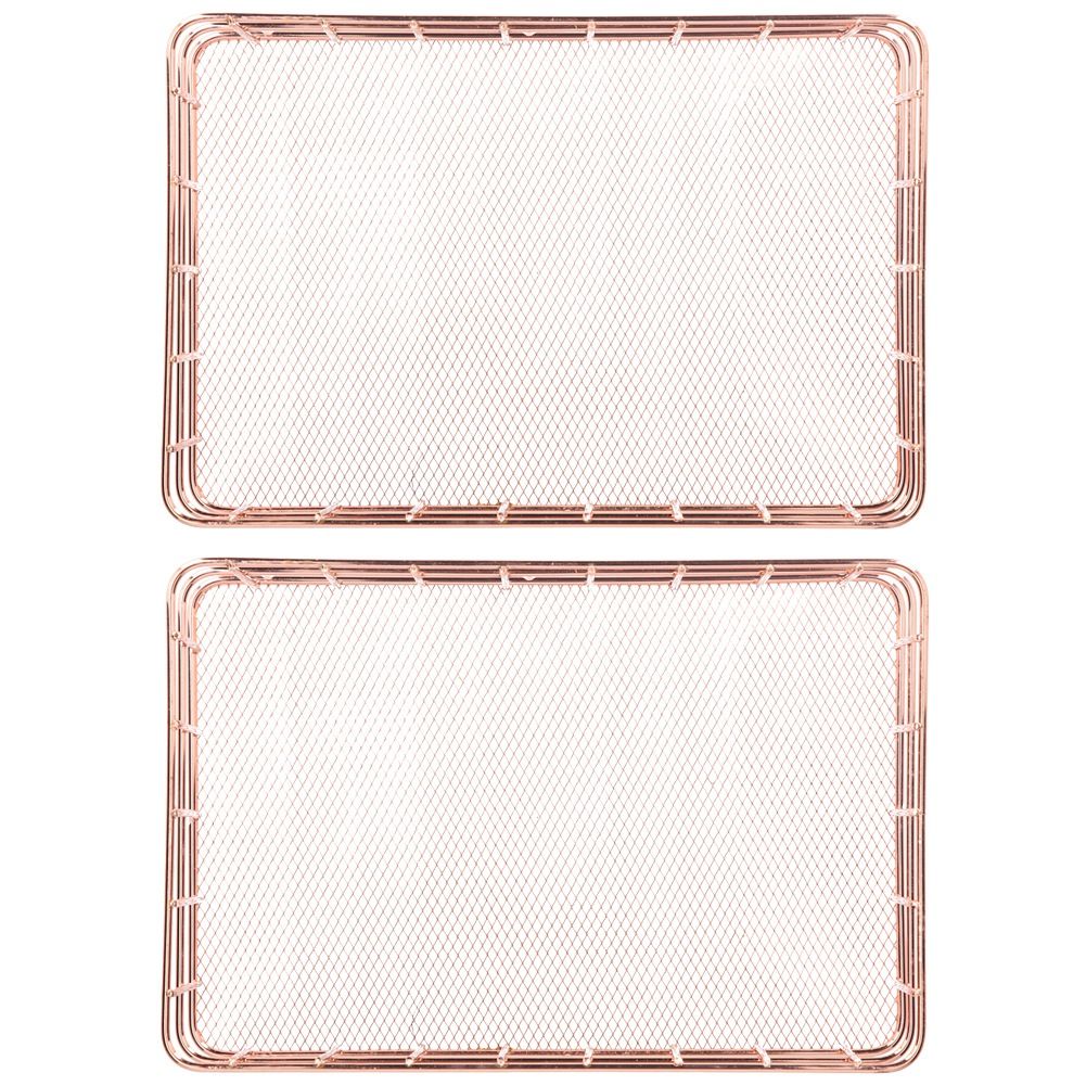 2PCS Nordic Simple Rose Gold Wrought Iron Storage Basket Desktop Organizer view 7