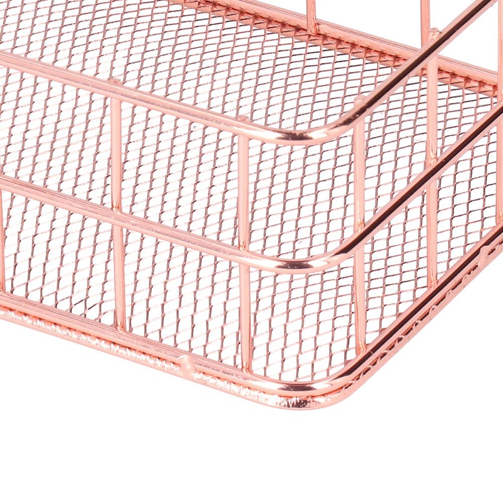 2PCS Nordic Simple Rose Gold Wrought Iron Storage Basket Desktop Organizer view 12