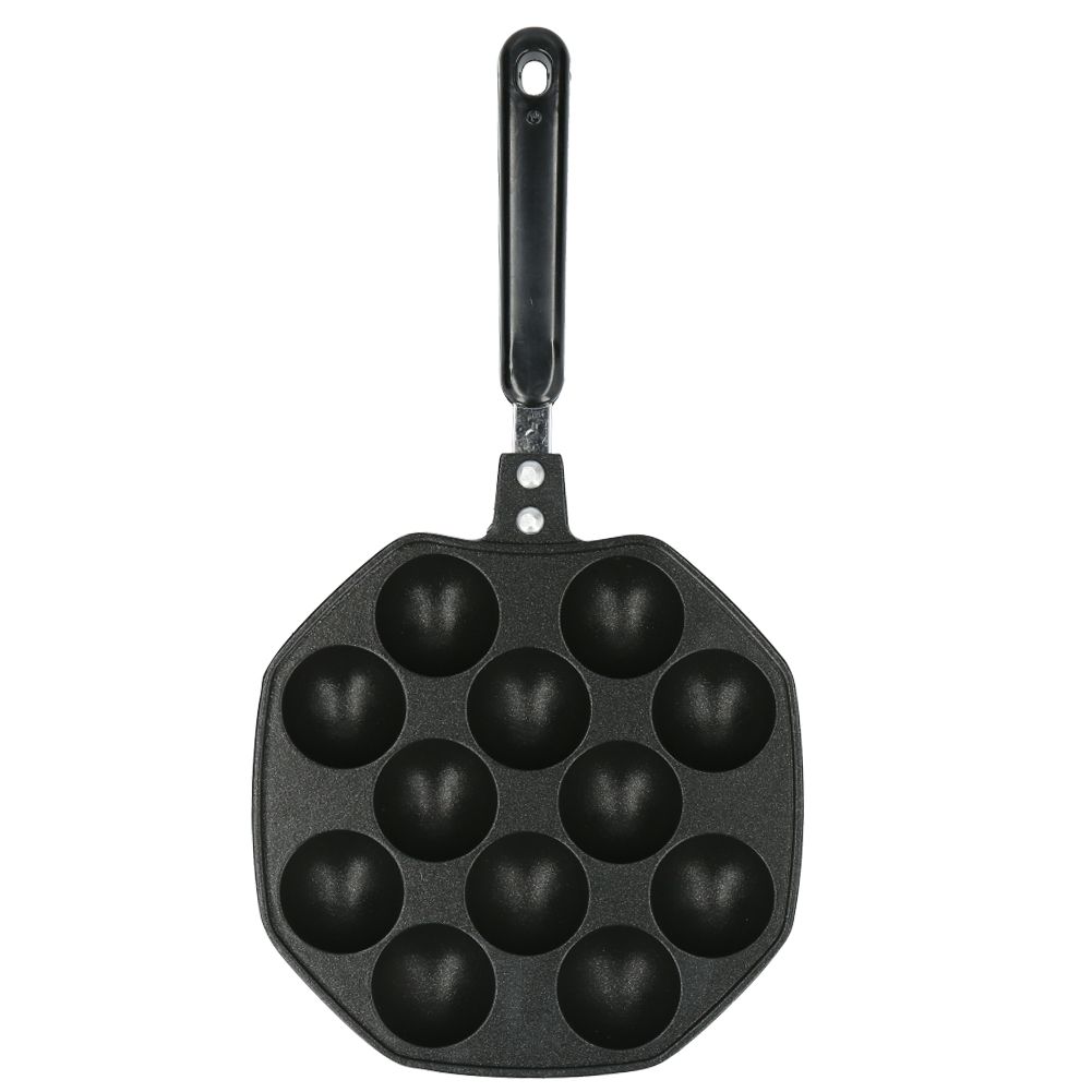 12 Cavities Aluminum Takoyaki Pan Maker Octopus Balls Egg Puffs Baking Pan view 2