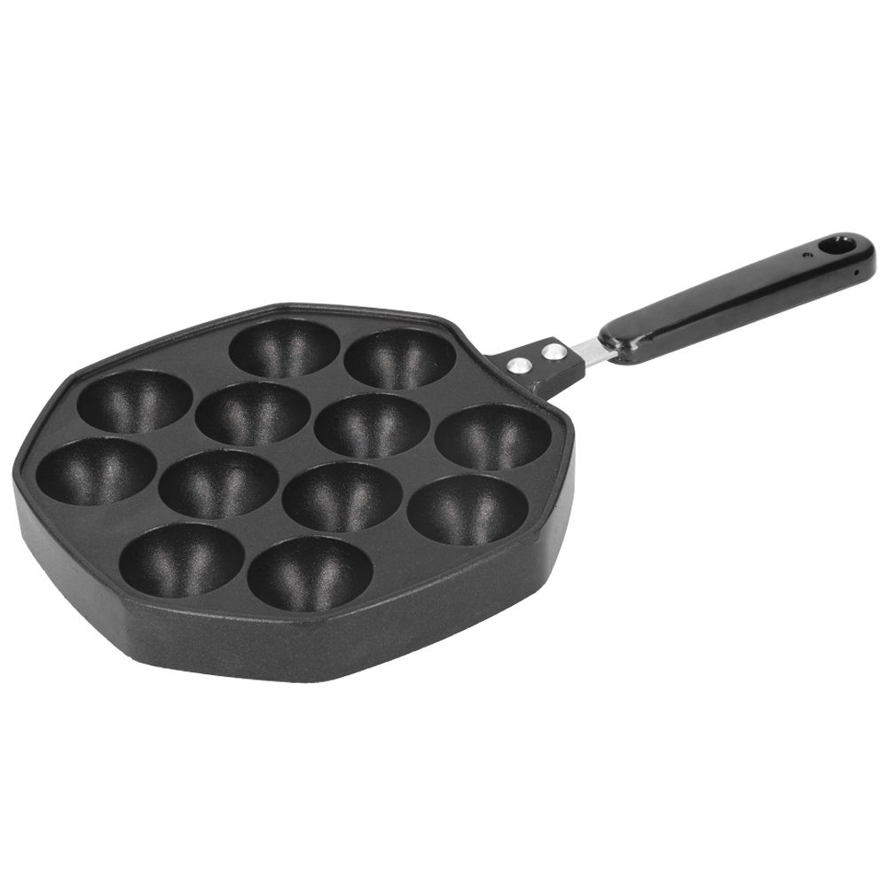 12 Cavities Aluminum Takoyaki Pan Maker Octopus Balls Egg Puffs Baking Pan view 3
