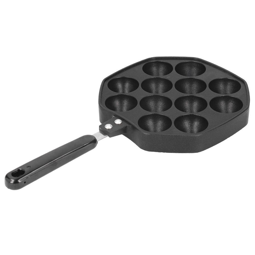 12 Cavities Aluminum Takoyaki Pan Maker Octopus Balls Egg Puffs Baking Pan view 4