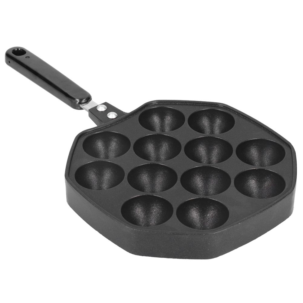 12 Cavities Aluminum Takoyaki Pan Maker Octopus Balls Egg Puffs Baking Pan view 7