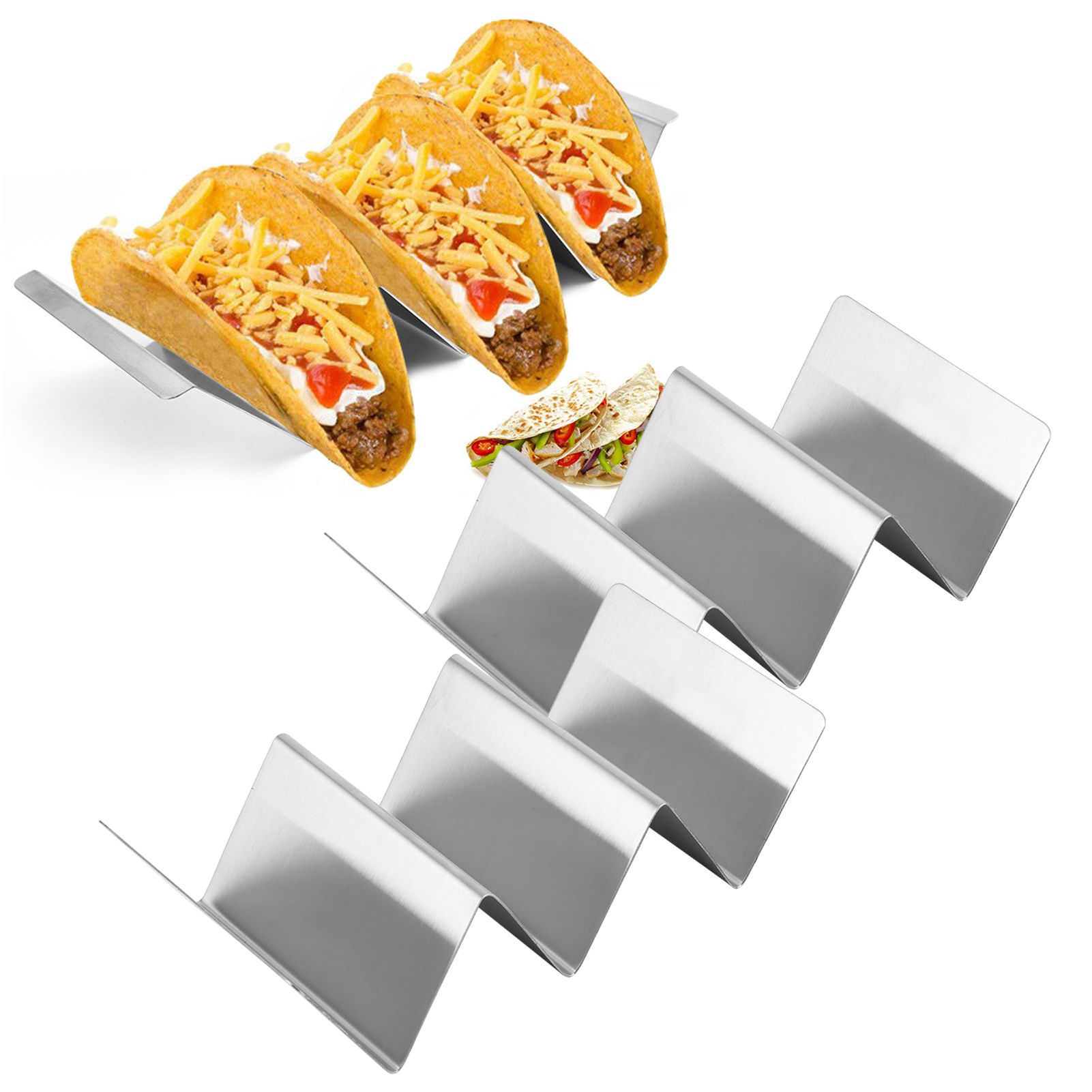 2PCS Stainless Steel Taco Pancake Stand Storage Rack Holders for Restaurant view 9