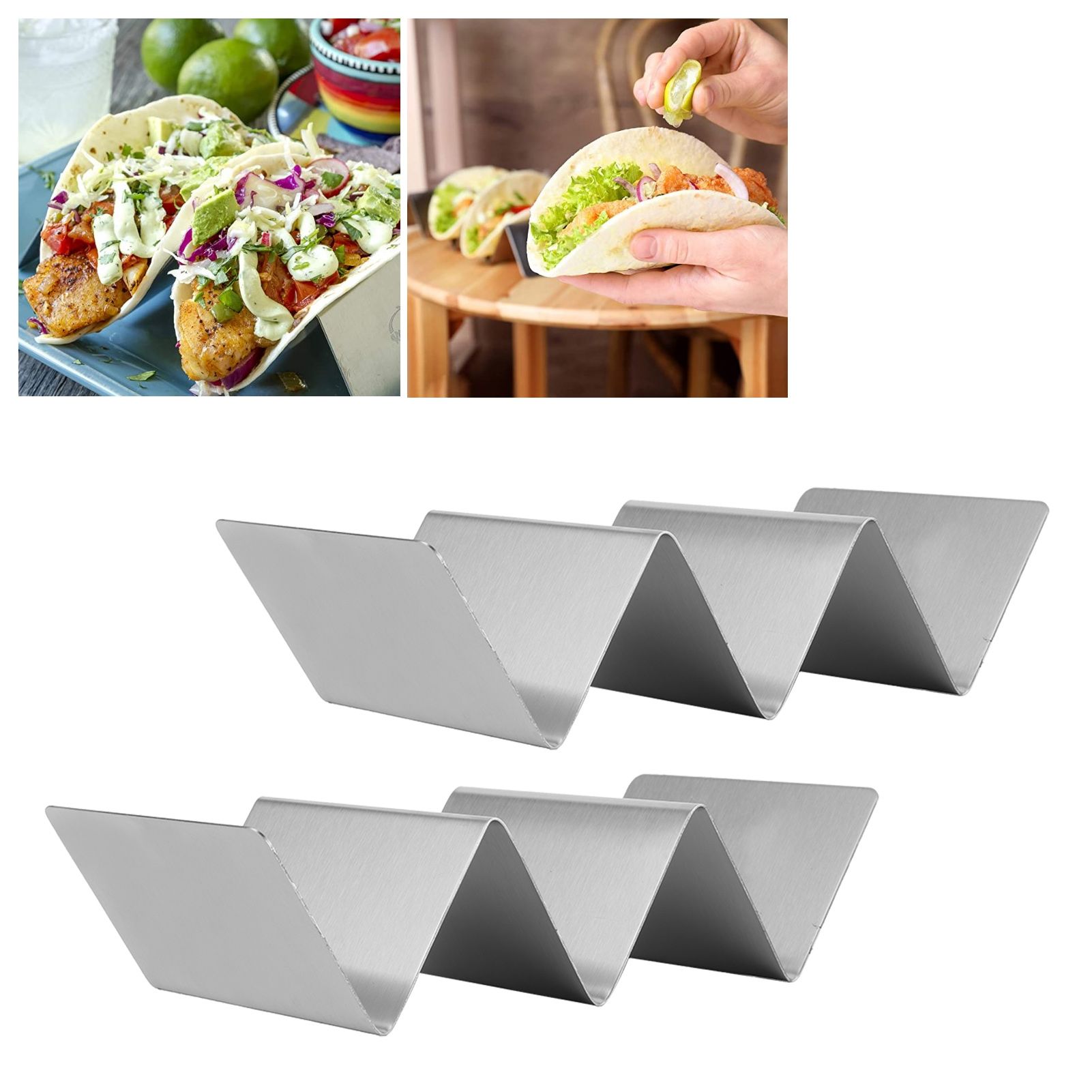 2PCS Stainless Steel Taco Pancake Stand Storage Rack Holders for Restaurant view 10