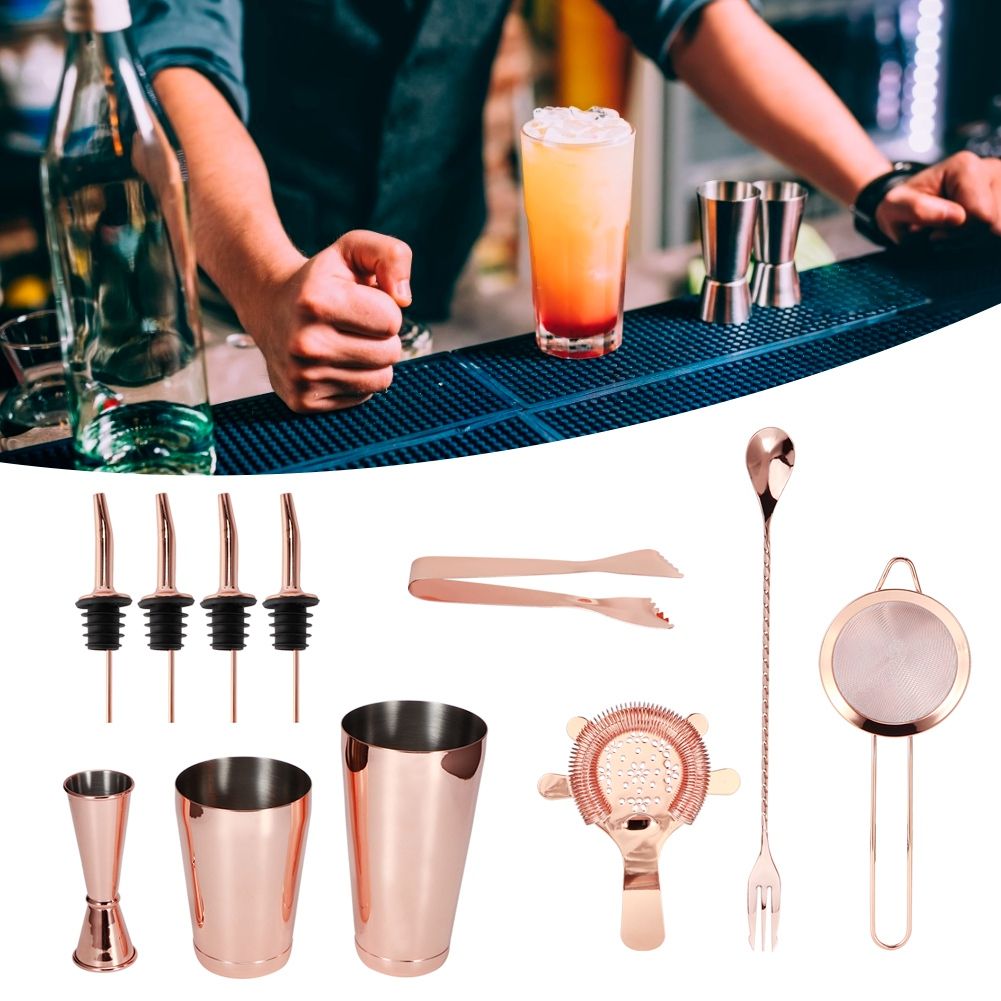 11Pcs/Set Multifunction Stainless Steel Cocktail Shaker Tools Set Bar view 9