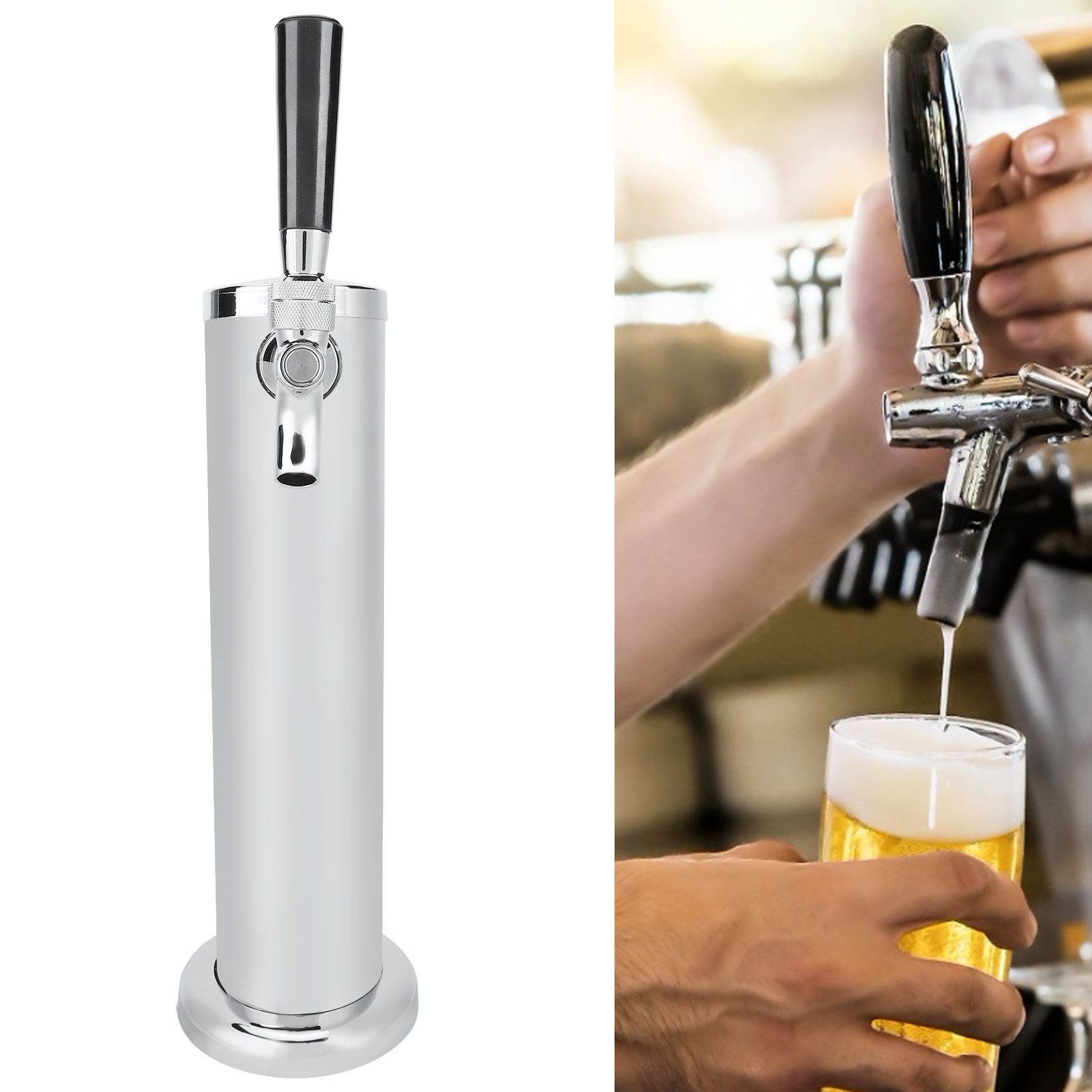 Stainless Steel Beer Draft Tower with Single Faucet Dispenser Home Brewing view 9