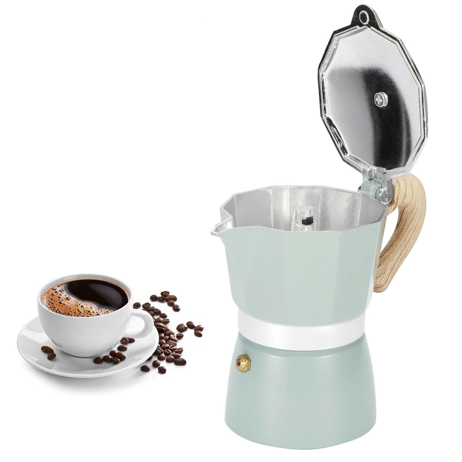 Stovetop Coffee Maker Aluminium Octagonal Coffee Pot Kettle Moka Pot for Home view 9