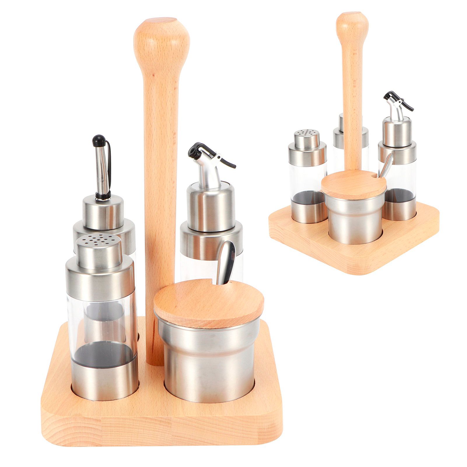 Cruet Condiment Spice Pepper Jar Box Seasoning Storage Container Pot Rack Set view 7
