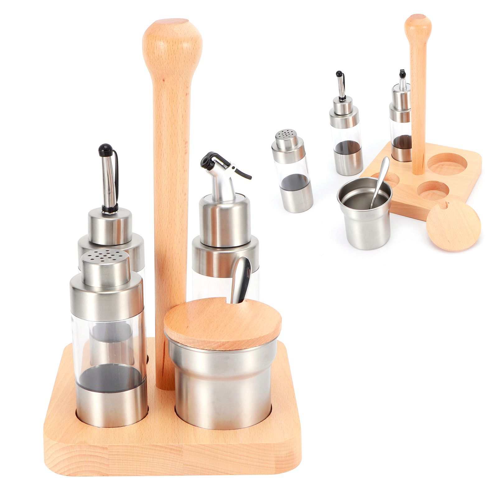 Cruet Condiment Spice Pepper Jar Box Seasoning Storage Container Pot Rack Set view 8