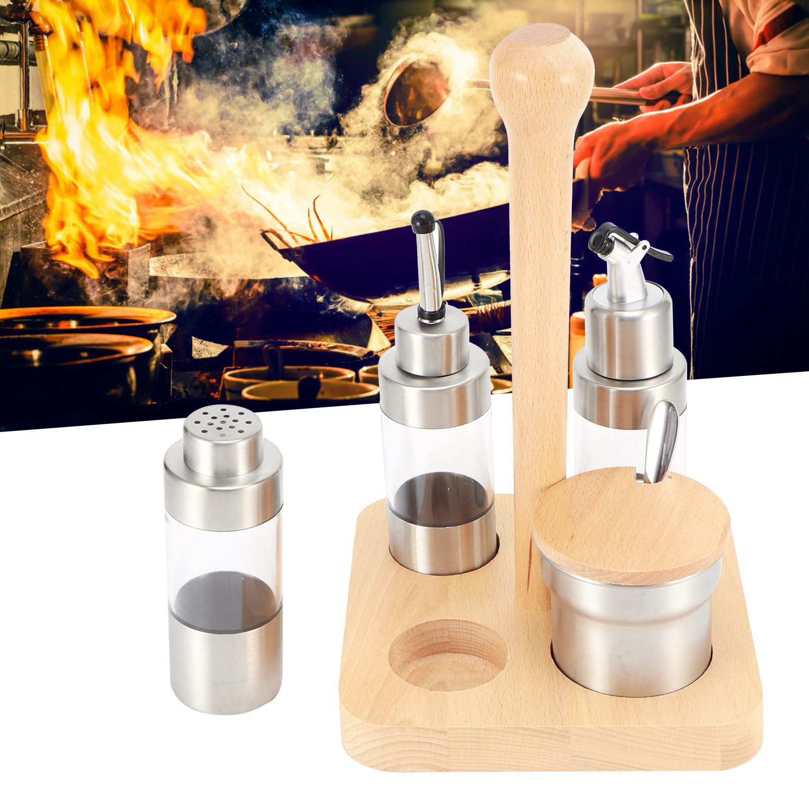 Cruet Condiment Spice Pepper Jar Box Seasoning Storage Container Pot Rack Set view 10