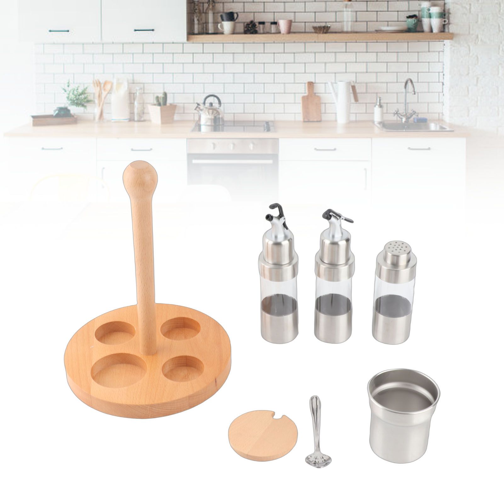 Cruet Condiment Spice Pepper Jar Box Seasoning Storage Container Pot Rack Set view 12