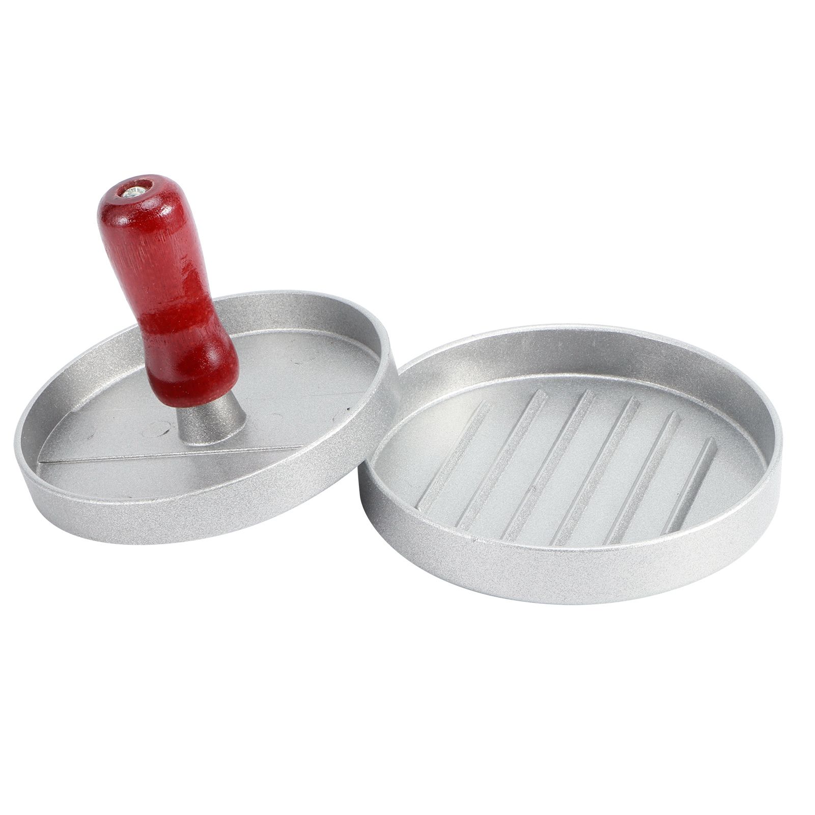 Aluminum Alloy Non-Stick Hamburger Press Meat Patty Maker Mold with Wood view 3