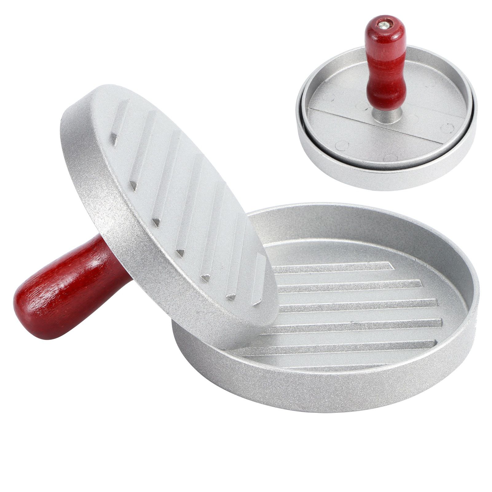 Aluminum Alloy Non-Stick Hamburger Press Meat Patty Maker Mold with Wood view 7