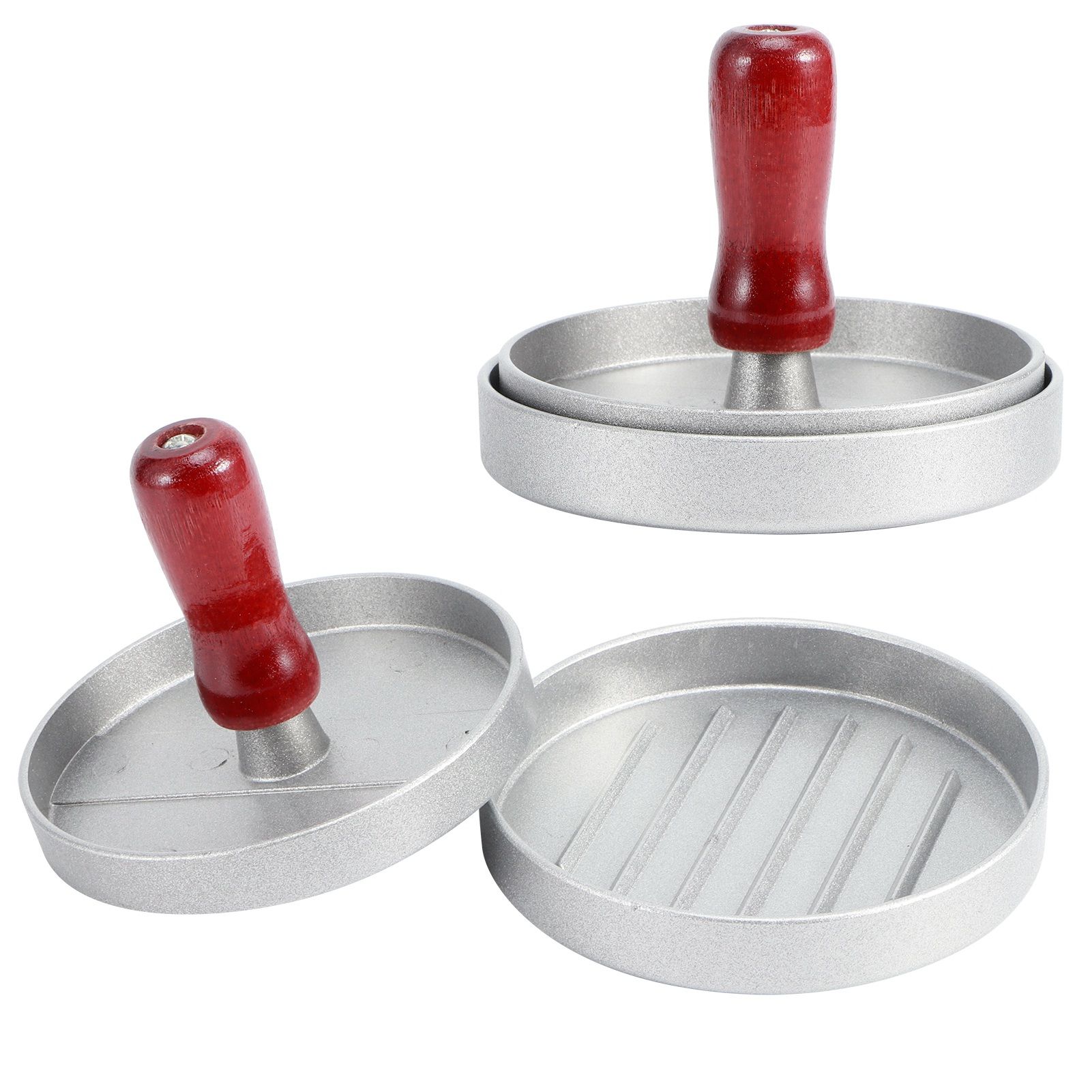 Aluminum Alloy Non-Stick Hamburger Press Meat Patty Maker Mold with Wood view 8