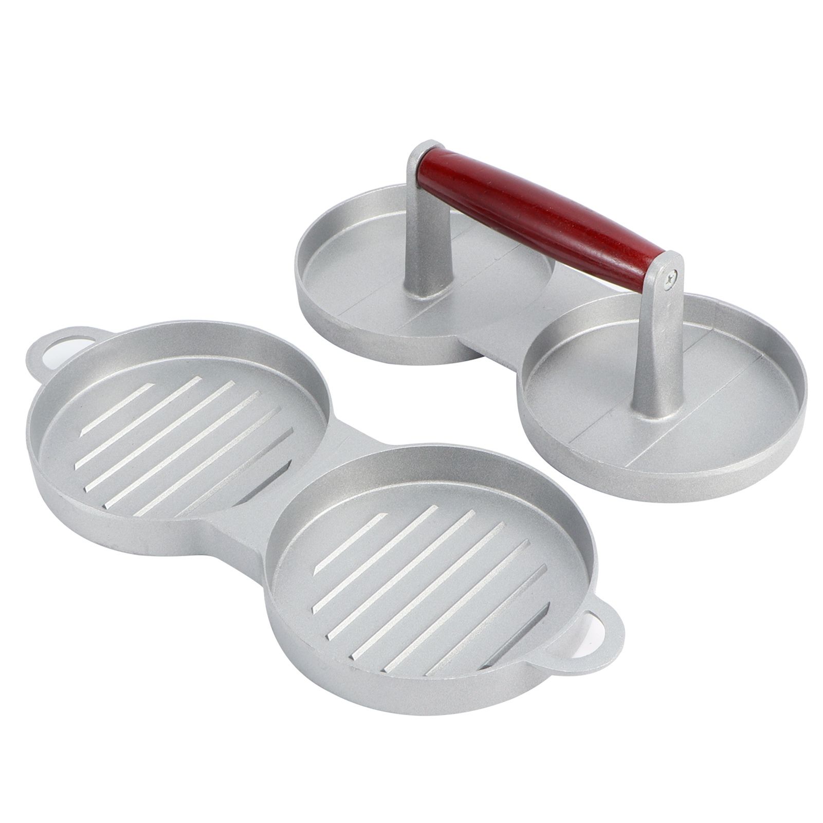 2 Grids Round Shape DIY Kitchen Non-Stick Hamburger Press Patty Maker Mold view 4